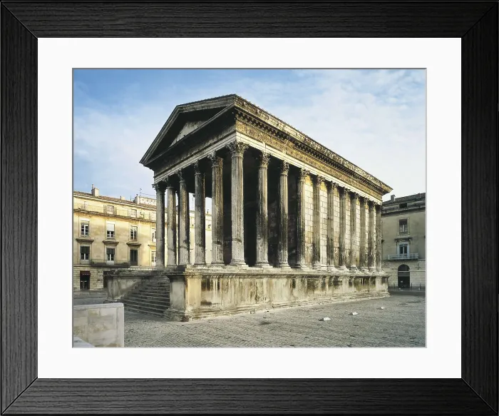 Framed Print : Maison Carre. 14 -1 BC. FRANCE. Nmes. Roman temple built after Augustus orders, currently a museum (Square House). Roman art. Early Empire. Architecture