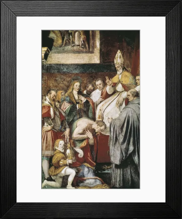 Framed Print : Europe (1077). Investiture Controversy. Gregory VII absolving Henry IV. Fresco. AISA / Everett Collection**US SALES ONLY**