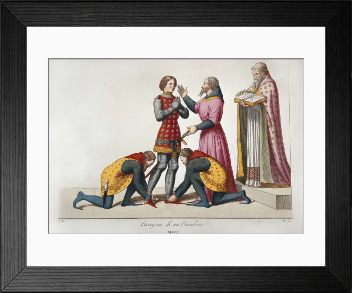 Framed Print : Investiture of a knight in 14th c. Engraving. AISA / Everett Collection**US SALES ONLY**