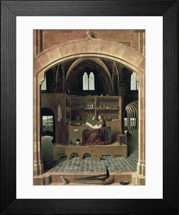 Framed Print : Antonello da Messina. Saint Jerome in his study. ca. 1475. Renaissance art. Quattrocento. Oil on wood. UNITED KINGDOM. London. National Gallery