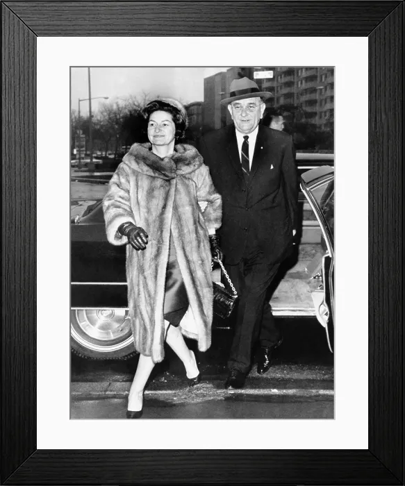 Framed Print : President Lyndon and Lady Bird Johnson arrive at the National City Christian church for services. Jan. 8, 1967. (CSU_ALPHA_760) CSU Archives / Everett Collection