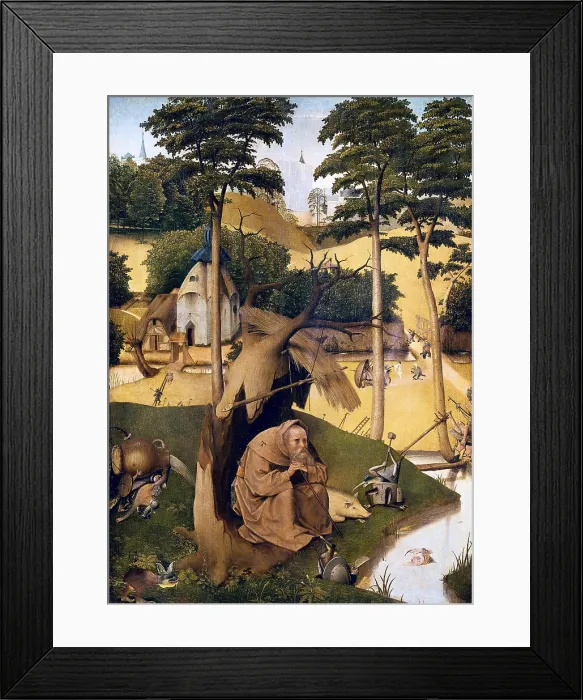 Framed Print : Bosch, Hieronymus Van Aeken, called (1450-1516). The Temptation of St. 1510. Flemish art. Oil on wood. SPAIN. Madrid. Prado Museum. AISA / Everett Collection**US SALES ONLY** Framed Print : Bosch, Hieronymus Van Aeken, called (1450-1516). The Temptation of St. 1510. Flemish art. Oil on wood. SPAIN. Madrid. Prado Museum. AISA / Everett Collection**US SALES ONLY**