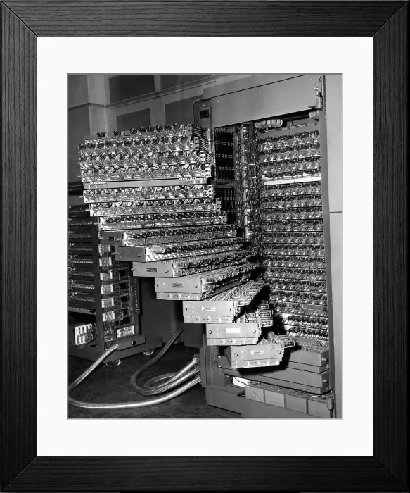 Framed Print : Staged trays of a French electronic brain. 350 electronic tubes and 8, 000 replacing tubes are used in the computer. June 12, 1954. (CSU_ALPHA_1583) CSU Archives / Everett Collection