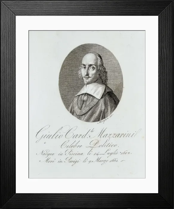 Framed Print : Mazarin, Jules, Cardinal (1602-1661). Engraving (1814). Etching. SPAIN. Madrid. National Library. AISA / Everett Collection**US SALES ONLY**