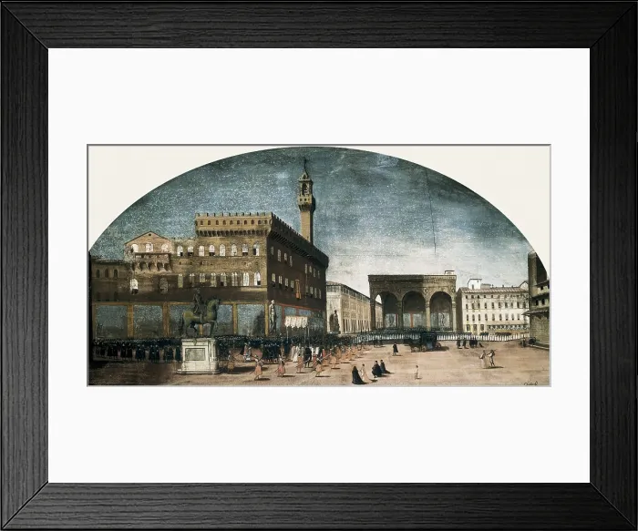 Framed Print : Florence. Piazza de la Signoria. Luneta. Oil. ITALY. Florence. Firenze Com'era Historical and Topographical Museum. AISA / Everett Collection**US SALES ONLY**