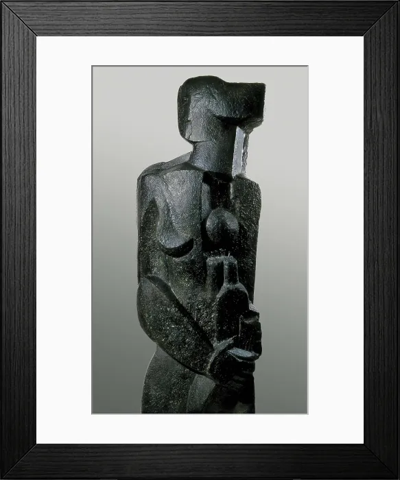 Framed Print : ZADKINE, Ossip (1890-1967). Femme l'ventail. 1920. Cubism. Sculpture on bronze. FRANCE. Paris