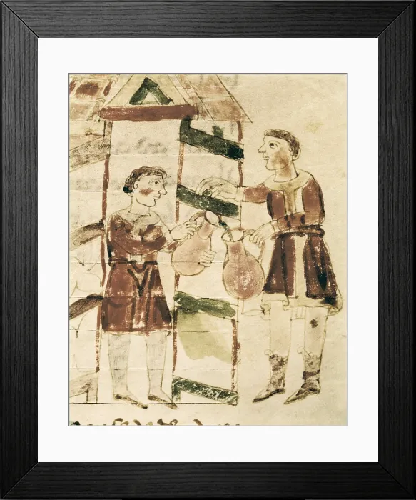 Framed Print : RABANUS, Maurus (c. 780 - 856). De Universo (9th c.). Book 14, chapter 18: The Inn. Romanesque edition of the original Carolingian manuscript. Romanesque art. Miniature Painting Framed Print : RABANUS, Maurus (c. 780 - 856). De Universo (9th c.). Book 14, chapter 18: The Inn. Romanesque edition of the original Carolingian manuscript. Romanesque art. Miniature Painting