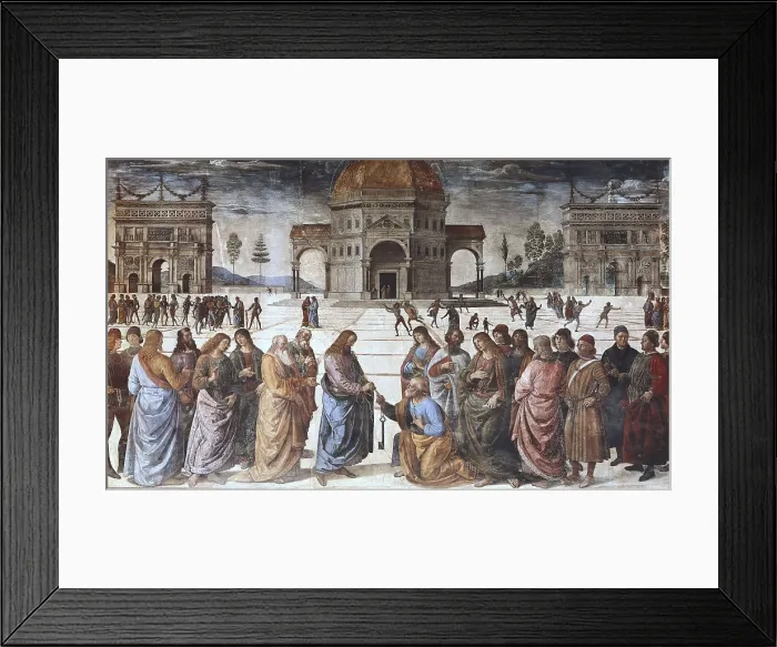 Framed Print : PERUGINO, Pietro Vannucci, called Il (1448-1523). Christ Handing the Keys to St. Peter 1481-1482. VATICAN CITY. Vatican Palaces. Walls from the Sistine Chapel. Renaissance art Framed Print : PERUGINO, Pietro Vannucci, called Il (1448-1523). Christ Handing the Keys to St. Peter 1481-1482. VATICAN CITY. Vatican Palaces. Walls from the Sistine Chapel. Renaissance art