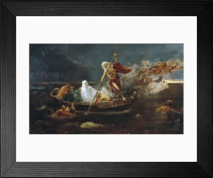 Framed Print : BENLLIURE y GIL, Josep (1855-1937). Charon's Boat. beg. 20th c. Oil on canvas. SPAIN. Valencia. San Pio V Fine Arts Museum. AISA / Everett Collection**US SALES ONLY**