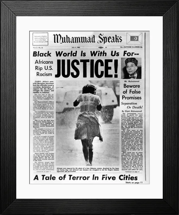 Framed Print : Black Muslim newspaper, Muhammad Speaks, emphasizes abuse of the African Americans and demands justice. July 5, 1963. (CSU_ALPHA_1419) CSU Archives / Everett Collection Framed Print : Black Muslim newspaper, Muhammad Speaks, emphasizes abuse of the African Americans and demands justice. July 5, 1963. (CSU_ALPHA_1419) CSU Archives / Everett Collection