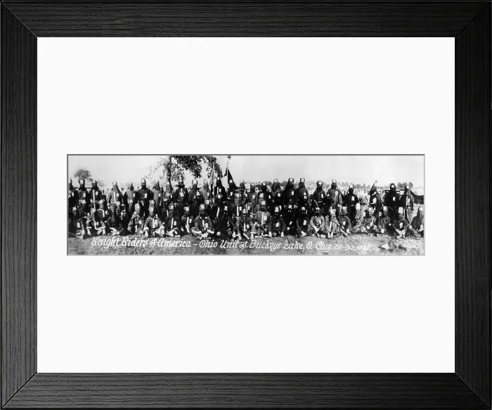 Framed Print : Black Terrors, the night riding organization of the Ku Klux Klan. Photo is inscribed, Knight Riders of American-Ohio Unit at Buckeye Lake. Aug. 29-30, 1925 Framed Print : Black Terrors, the night riding organization of the Ku Klux Klan. Photo is inscribed, Knight Riders of American-Ohio Unit at Buckeye Lake. Aug. 29-30, 1925