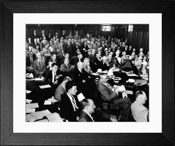 Framed Print : United States Senate Committee on Banking and Currency of July 1933. Known as the Pecora Commission, it investigated the causes of the Wall Street Crash of 1929