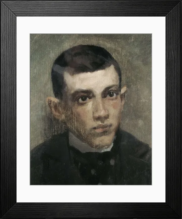 Framed Print : RIU I DORIA, Ramon (1874-1907). Portrait of Pablo Ruiz Picasso. 1890s. Detail. No signed or dated work. Oil on canvas. SPAIN. Barcelona. Picasso Museum