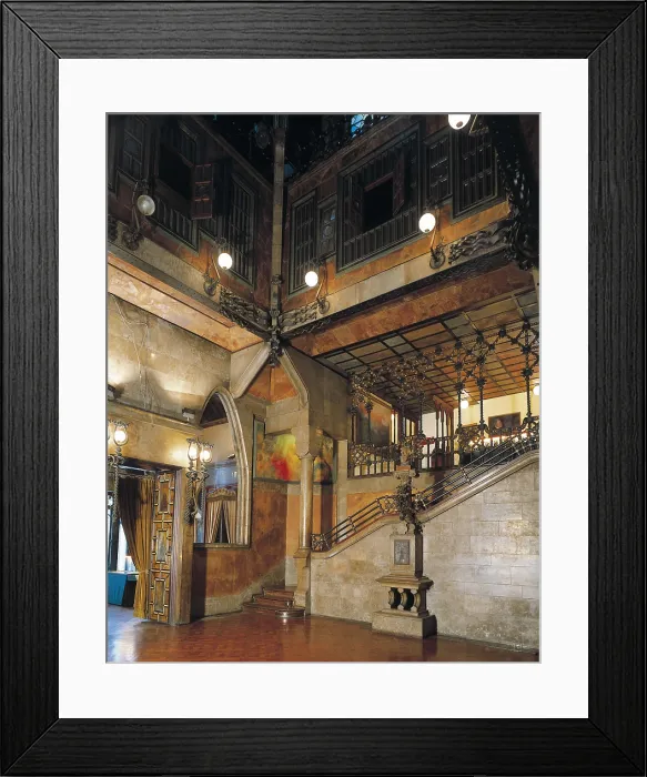 Framed Print : GAUDI i CORNET, Antoni (1852-1926). Guell Palace. 1885-1890. SPAIN. Barcelona. Gell Palace. Chapel room and access stairs to the second floor. Modernism. Architecture