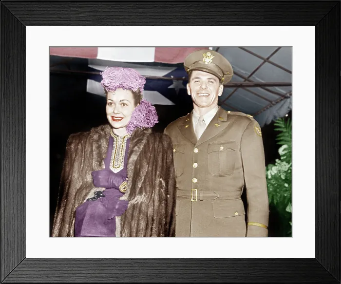 Framed Print : THIRTY SECONDS OVER TOKYO, from left: Jane Wyman attends movie premiere with husband Ronald Reagan, 1944