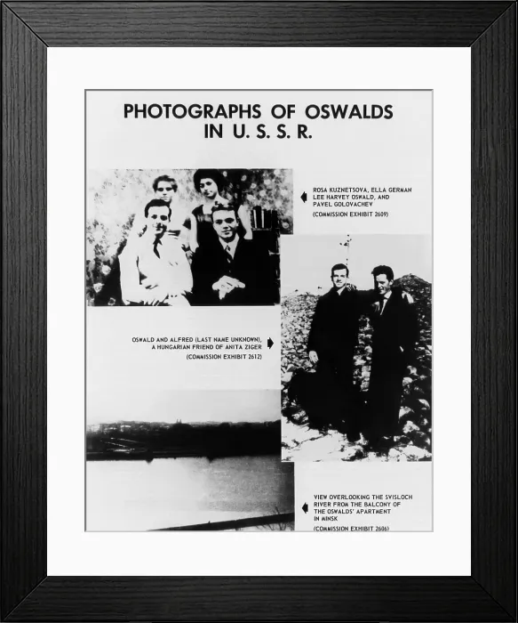 Framed Print : Warren Commission Exhibit. Photographs of Lee Harvey Oswald taken during the two and a half years of his defection to the Soviet Union. Ca. 1960-61