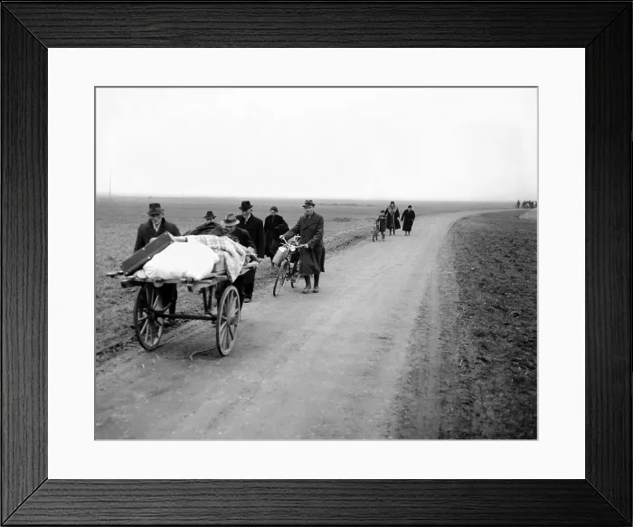Framed Print : German refugees fleeing Cologne as the U.S. First Army moves toward the city