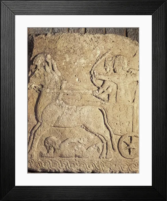 Framed Print : Hunting scene. Hittite art. Relief on rock. TURKEY. Ankara. Archaeological Museum. AISA / Everett Collection**US SALES ONLY**