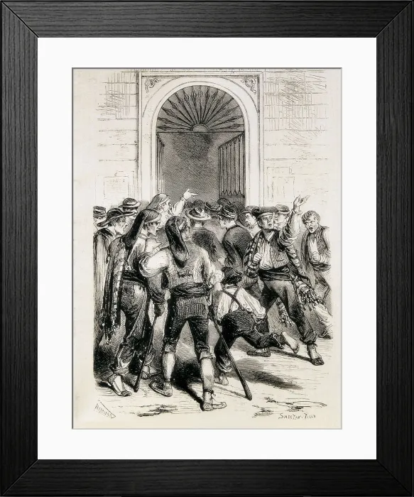 Framed Print : Spain (1873). Proclamation of the First Republic and storming of the Barcelona city hall (11th February 1873). Etching. AISA / Everett Collection**US SALES ONLY**