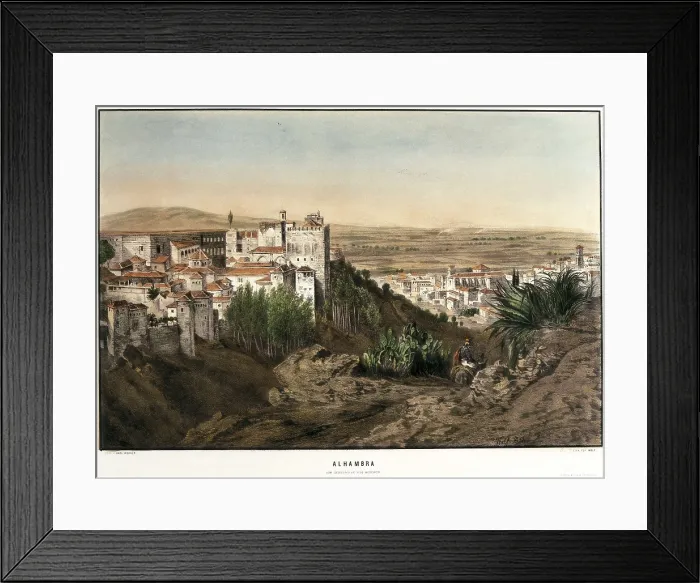 Framed Print : Spain (19th c.). Granada. The Alhambra, engraving by Wilhelm Carl Werner. Litography. AISA / Everett Collection**US SALES ONLY**
