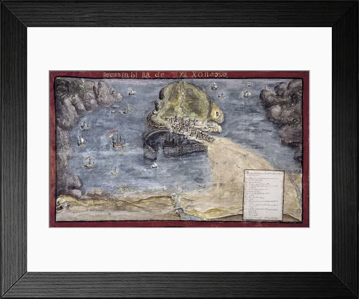 Framed Print : The city of Gijn in 1635. Painting. SPAIN. Simancas. General Archives of Simancas. AISA / Everett Collection**US SALES ONLY**