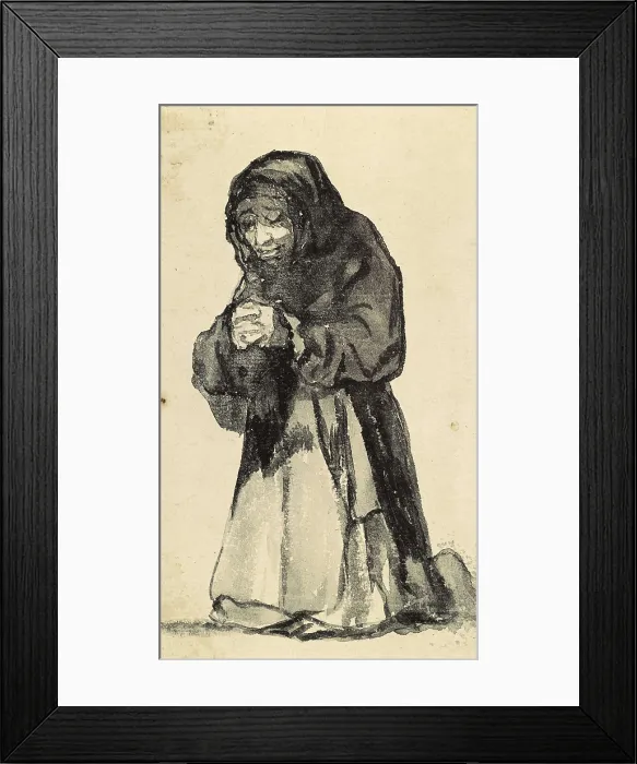 Framed Print : Kneeled Woman praying. beg. 19th c. Aquatint formerly ascribed to Francisco de Goya. Drawing. SPAIN. Madrid. Lzaro Galdiano Foundation. AISA / Everett Collection**US SALES ONLY**