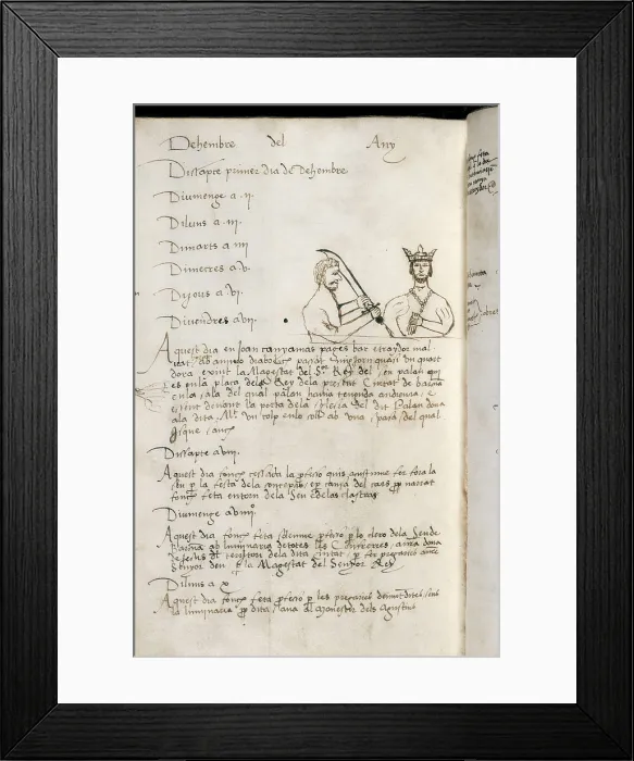 Framed Print : Illustrated page of the 'Manual de novells ardits