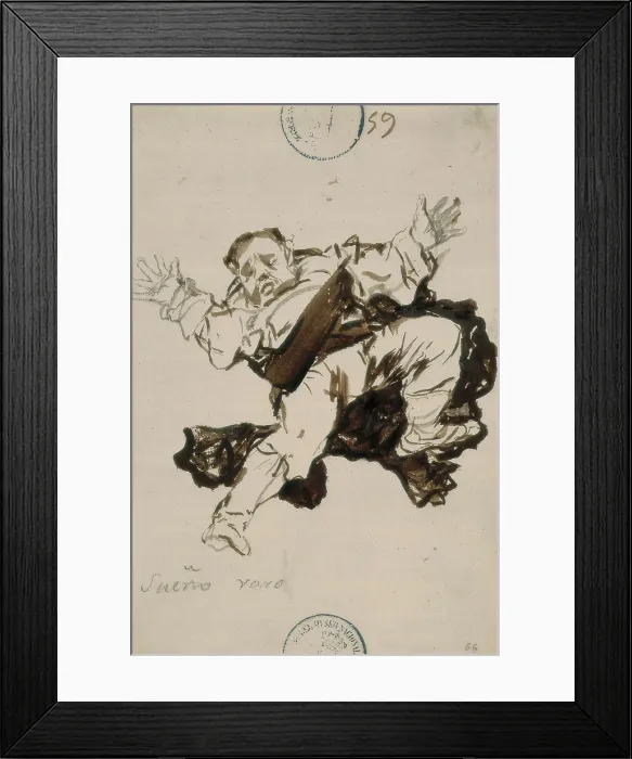 Framed Print : GOYA Y LUCIENTES, Francisco de (1746-1828). Strange Dream. 1796-1797. Drawing from 'Album B'. Drawing. SPAIN. Madrid. Prado Museum