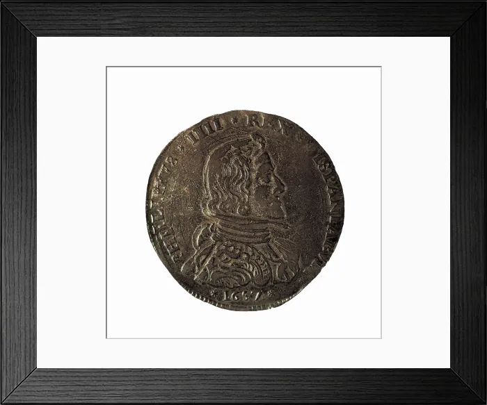 Framed Print : PHILIP IV of Spain (1605-1665). 100 cent coin from Milan (1657). SPAIN. Barcelona. National Art Museum of Catalonia. AISA / Everett Collection**US SALES ONLY**