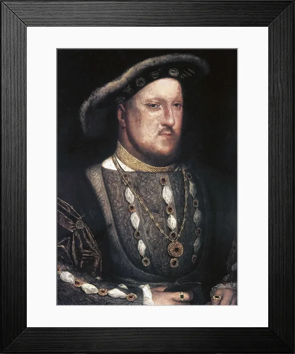 Framed Print : Henry VIII. ca. 1536. Portrait of an anonymous artist from an original by Hans Holbein. Renaissance art. Oil. UNITED KINGDOM. London. National Portrait Gallery