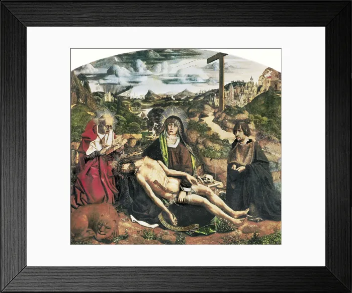 Framed Print : BERMEJO, Bartolom (1420-1498). Piet. 1490. Pieta of Canon Luis Despl. Gothic art. Oil on wood. SPAIN. Barcelona. Cathedral's Museum. AISA / Everett Collection**US SALES ONLY**