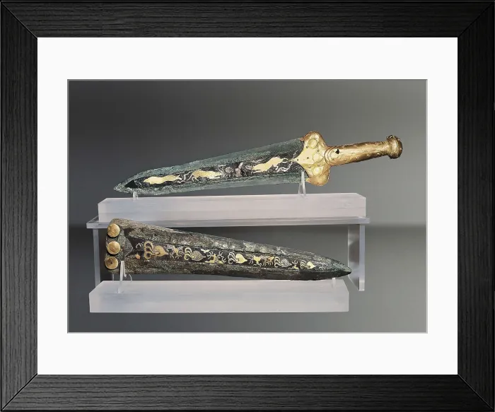 Framed Print : Bronze Dagers Decorated with Gold. 16th C. BC. Mycenaean art. Jewelry. GREECE. Athens. National Museum of Archaeology. Proc: GREECE. Mycenae