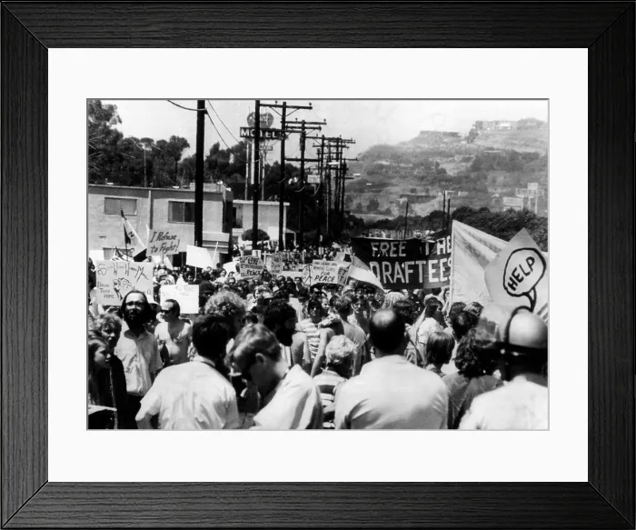 Framed Print : Anti-Vietnam War protest near President Richard Nixon's San Clemente home