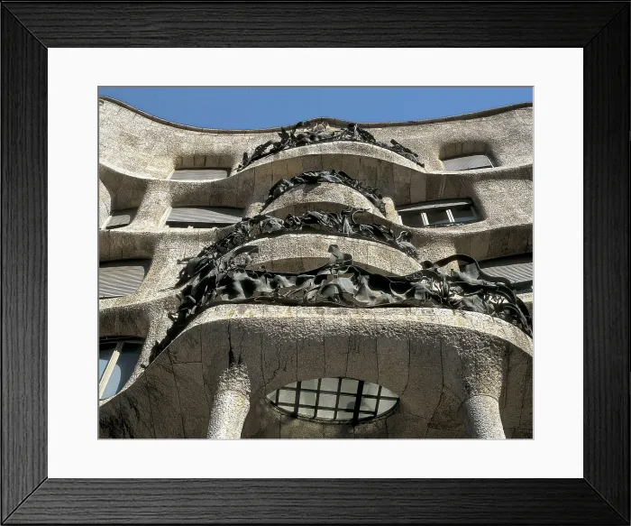 Framed Print : GAUDI i CORNET, Antoni (1852-1926). Mil House or La Pedrera. 1906-1910. SPAIN. Barcelona. Mil House or 'The Quarry'. Balconies of the main faade. Modernism