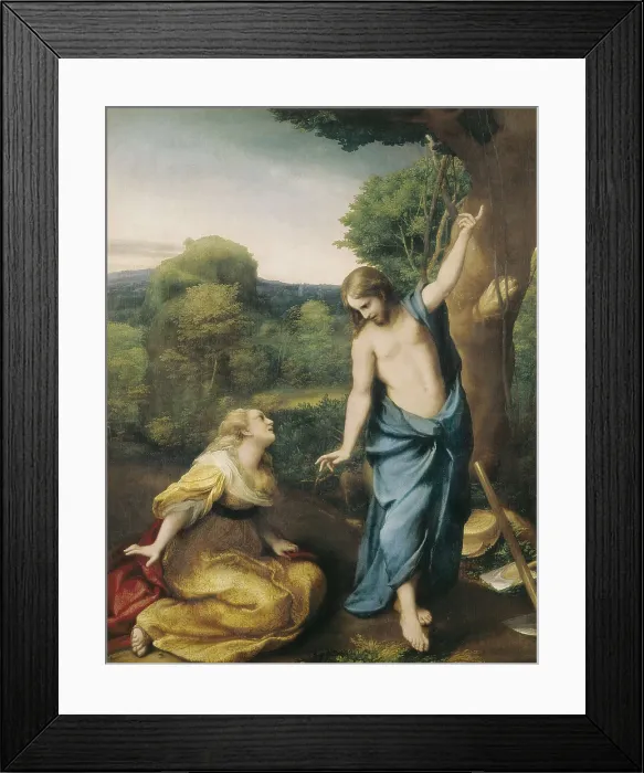 Framed Print : CORREGGIO, Antonio Allegri, also called (1489-1534). Noli Me Tangere. ca. 1534. Christ, as a farmer, appears before Mary Magdalene