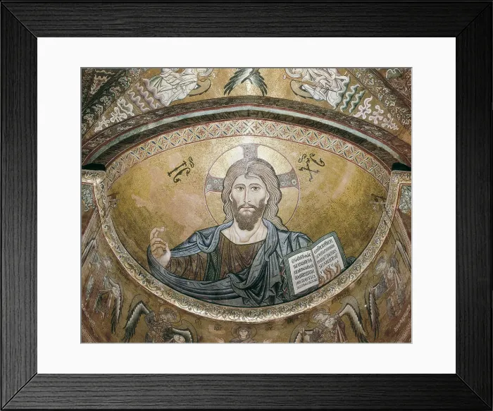 Framed Print : Christ Pantocreator. 1148. ITALY. Cefal. Cathedral. Located in the apse. Middle Byzantine art. Mosaic. AISA / Everett Collection**US SALES ONLY**