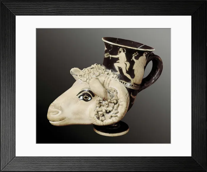 Framed Print : Goat Head Shaped Rython. 6th c. Archaic Greek art. Ceramics. ITALY. Ferrara. National Museum of Archaeology. AISA / Everett Collection**US SALES ONLY**