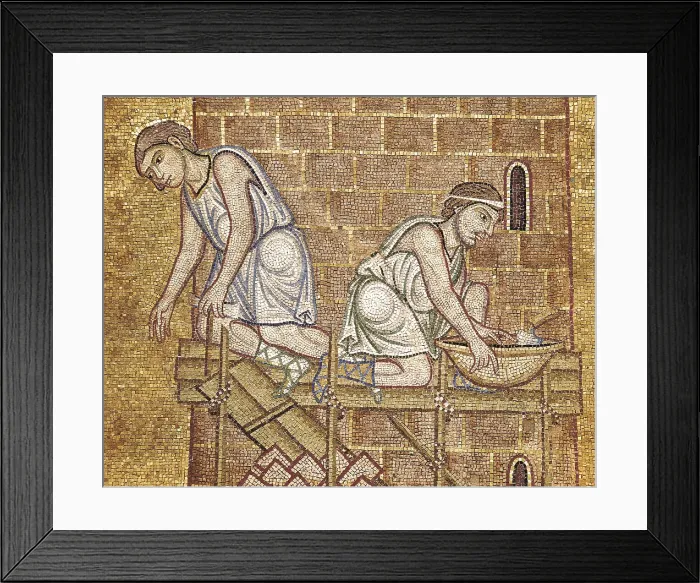 Framed Print : ITALY. Venice. St. Mark's Basilica. Construction of the Tower of Babel (1210). Byzantine art. Mosaic. AISA / Everett Collection**US SALES ONLY**