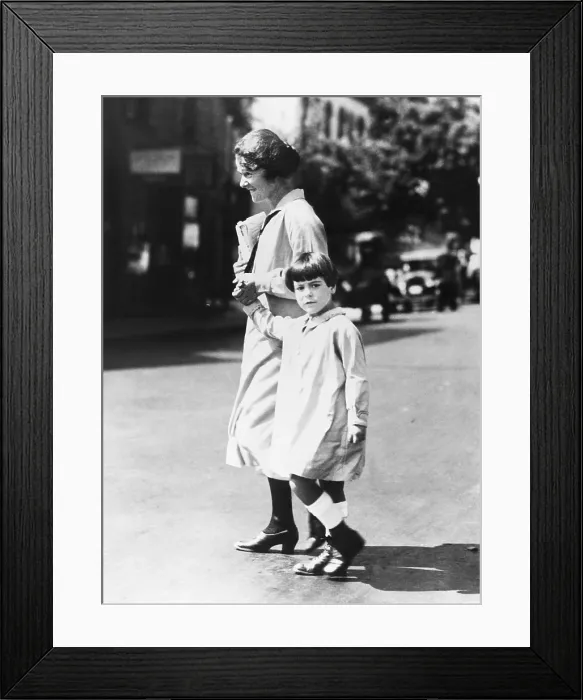 Framed Print : Mrs. Nicola Sacco and her daughter leaving a hearing for a new trial for her husband Framed Print : Mrs. Nicola Sacco and her daughter leaving a hearing for a new trial for her husband