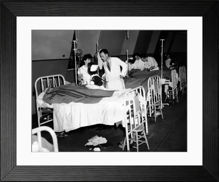 Framed Print : Coconut Grove Nightclub Fire. Hospital ward treats some of the 214 the injured survivors of the fire. Nov. 29, 1942. (CSU_ALPHA_1668) CSU Archives / Everett Collection