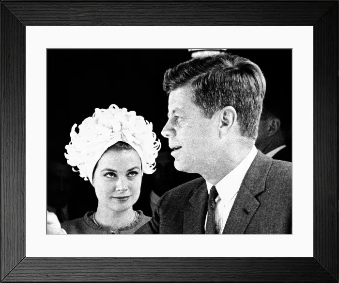Framed Print : Princess Grace of Monaco and President John F. Kennedy. The Princess and her husband, Prince Rainier were guests of the Kennedy's for a small White House luncheon