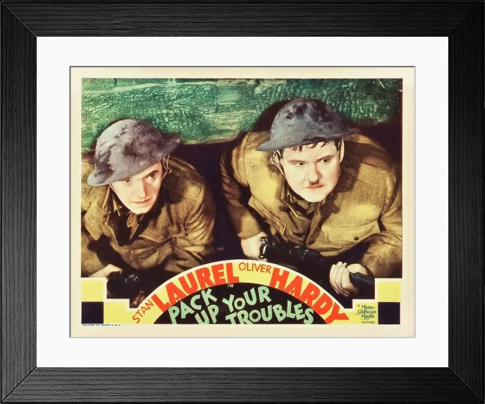 Framed Print : PACK UP YOUR TROUBLES, l-r: Stan Laurel, Oliver Hardy on lobbycard, 1932 Framed Print : PACK UP YOUR TROUBLES, l-r: Stan Laurel, Oliver Hardy on lobbycard, 1932