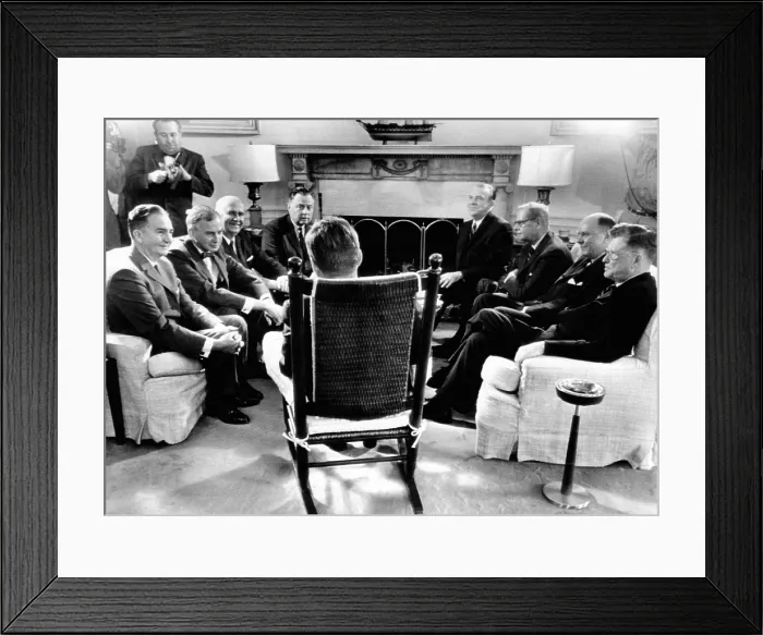 Framed Print : President Kennedy meets on May 9, 1961 with leaders of the news media