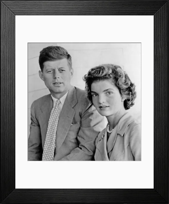 Framed Print : Engagement portrait of John Kennedy and Jacqueline Bouvier. The couple were at the Kennedy family's Hyannisport summer home shortly after announcing their engagement Framed Print : Engagement portrait of John Kennedy and Jacqueline Bouvier. The couple were at the Kennedy family's Hyannisport summer home shortly after announcing their engagement