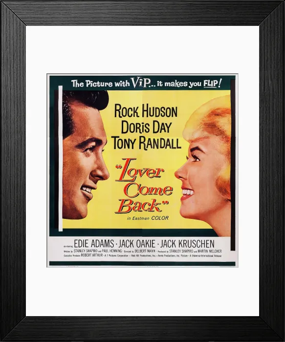 Framed Print : LOVER COME BACK, US poster, from left: Rock Hudson, Doris Day, 1961