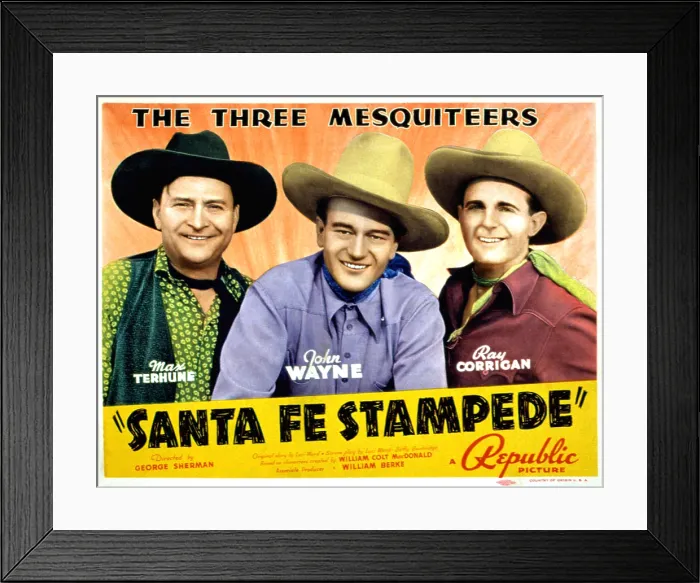 Framed Print : SANTA FE STAMPEDE, Max Terhune, John Wayne, Ray Corrigan, 1938 Framed Print : SANTA FE STAMPEDE, Max Terhune, John Wayne, Ray Corrigan, 1938