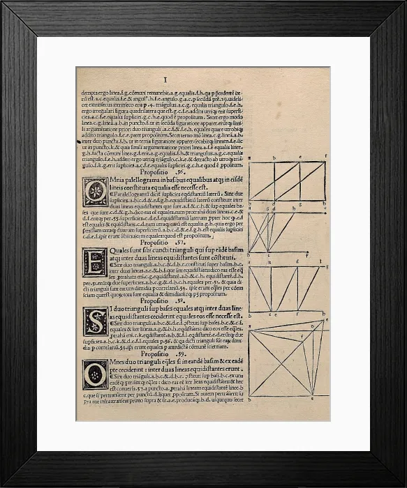 Framed Print : EUCLID (c. 300 BC). Printed page from Euclid's 'Elements'. SPAIN. Barcelona. Biblioteca de Catalunya (National Library of Catalonia)