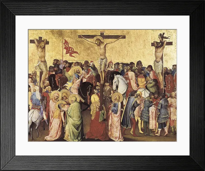 Framed Print : GADDI, Agnolo (1333-1396). Crucifixion. 1390-1396. Renaissance art. Trecento. Florentine school. Tempera on wood. ITALY. Florence. Galleria degli Uffizi (Uffizi Gallery)