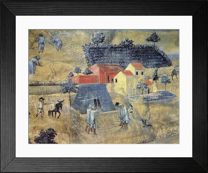 Framed Print : LORENZETTI, Ambrogio (1285-1348). Allegory of the Good Government: The Effects of Good Government in the Countryside. 1338-13340. ITALY. Siena. Public Palace