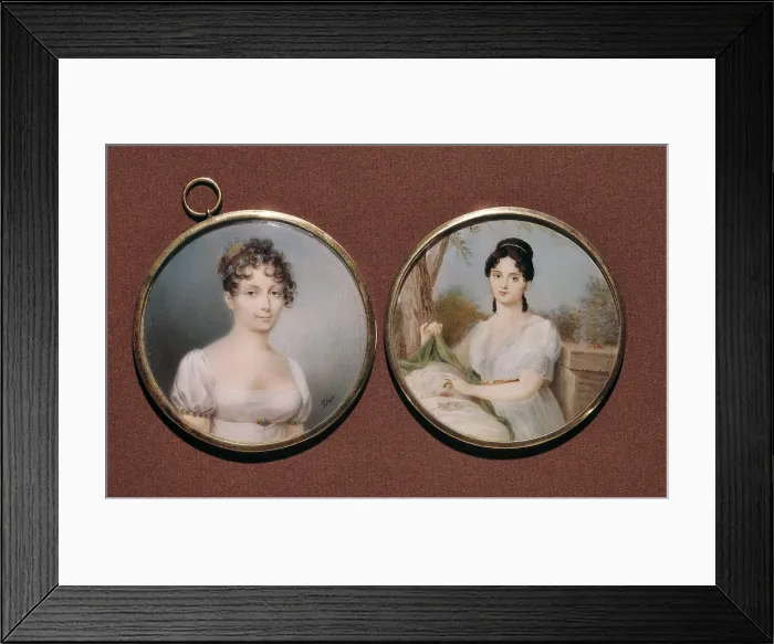 Framed Print : Medals with the portraits of Lucien Bonaparte's wifes, Christine Boyer (left) and Alexandrine de Blechamp. Painting. ITALY. Rome. Napoleonic Museum
